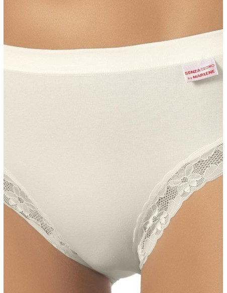 Slip Donna Cotone Elastico Vita Media Pizzo, Marlene 14027