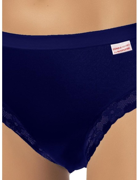 Slip Donna Cotone Elastico Vita Media Pizzo, Marlene 14027