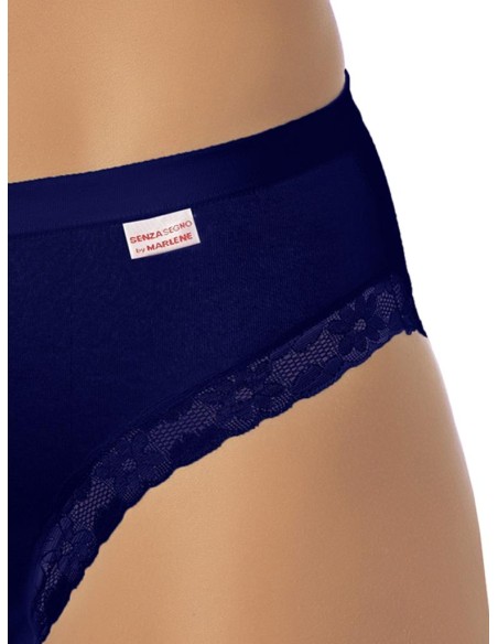 Slip Donna Cotone Elastico Vita Media Pizzo, Marlene 14027