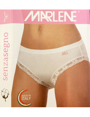 Slip Donna Cotone Elastico Vita Media Pizzo, Marlene 14027