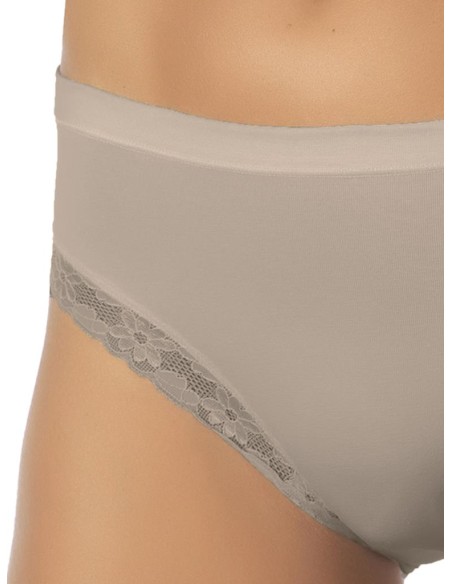 Slip Donna Cotone Elastico Vita Media Pizzo, Marlene 14027