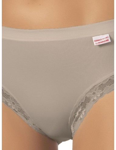 Slip Donna Cotone Elastico Vita Media Pizzo, Marlene 14027