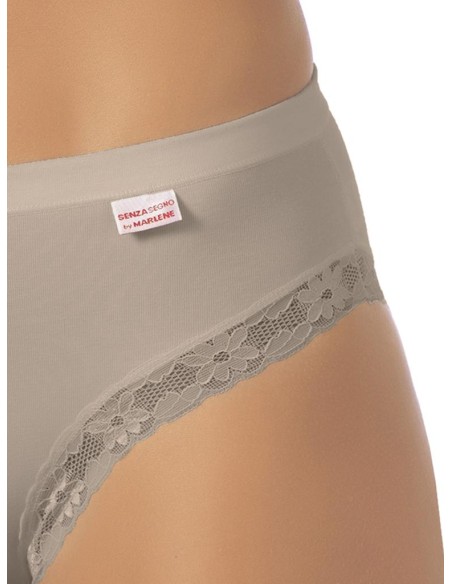 Slip Donna Cotone Elastico Vita Media Pizzo, Marlene 14027