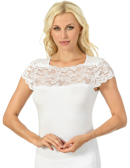 Maglia Donna Sottogiacca Manica Corta e Balza Pizzo, Marlene