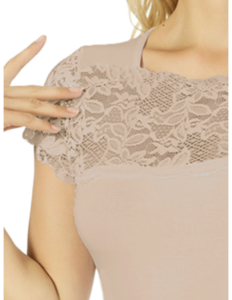 Maglia Donna Sottogiacca Manica Corta e Balza Pizzo, Marlene