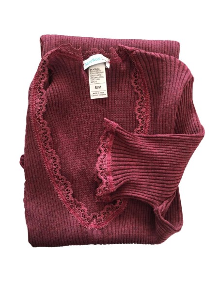 Maglia Donna Costina Lana Merinos Manica Corta in Pizzo EGI