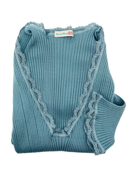 Maglia Donna Costina Lana Merinos Manica Corta in Pizzo EGI