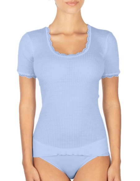 Maglia Donna Costina Lana Merinos Manica Corta in Pizzo EGI