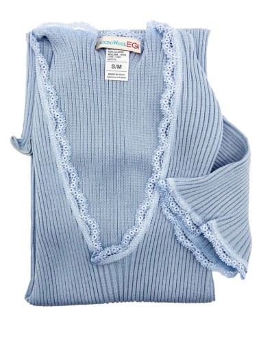 Maglia Donna Costina Lana Merinos Manica Corta in Pizzo EGI