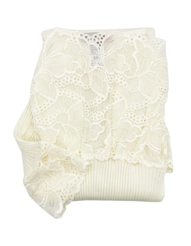 Maglia Donna Costina Lana Merinos Manica Lunga e Balza Pizzo