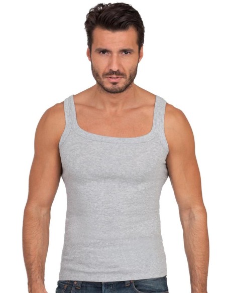 Canottiera Uomo Costine Spalla Stretta 100% Puro Cotone