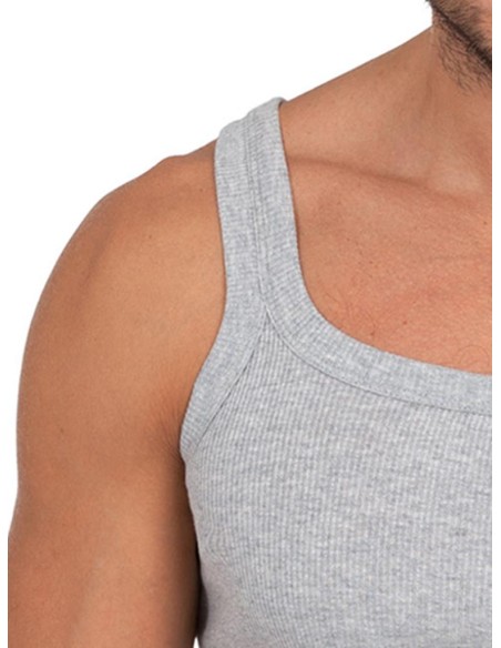 Canottiera Uomo Costine Spalla Stretta 100% Puro Cotone