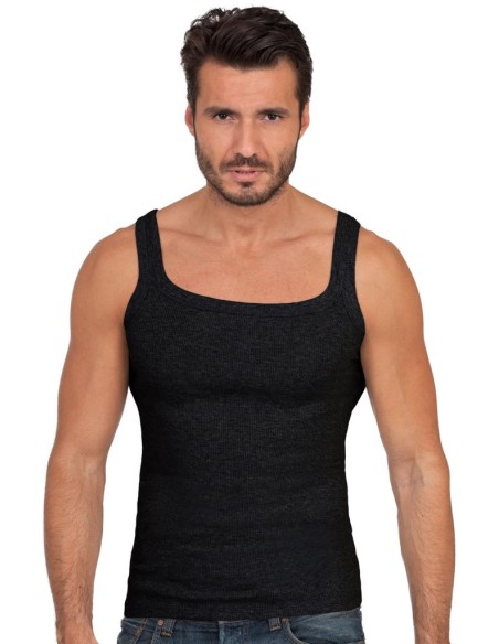 Canottiera Uomo Costine Spalla Stretta 100% Puro Cotone