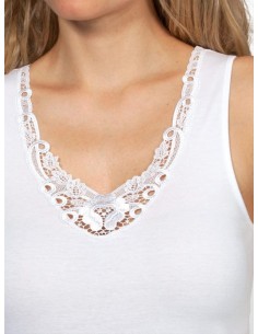 Canotta donna puro cotone 100% spalla larga pizzo MaRe 633 2