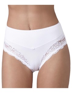 Slip contenitivo vita alta in cotone elasticizzato e pizzo