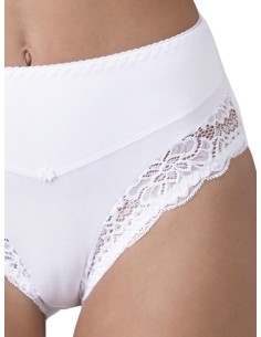 Slip contenitivo vita alta in cotone elasticizzato e pizzo 2