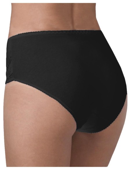 Slip contenitivo vita alta in cotone elasticizzato e pizzo