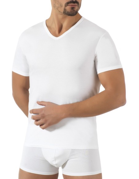 Maglia uomo 100% cotone collo a V manica corta Marlene 30513