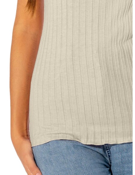 Canotta Donna a Coste 100% Cotone Spalla Larga e Bordo Alto