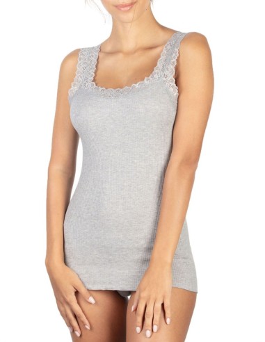 Canotta donna 100% cotone con pizzo | Made in Italy