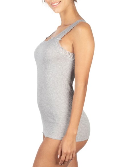 Canotta donna 100% cotone con pizzo | Made in Italy