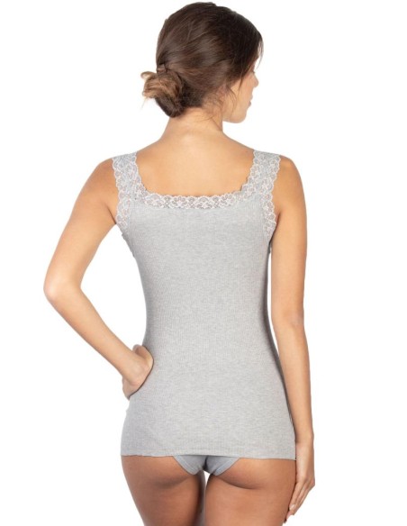 Canotta donna 100% cotone con pizzo | Made in Italy