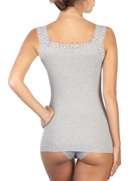 Canotta donna 100% cotone con pizzo | Made in Italy