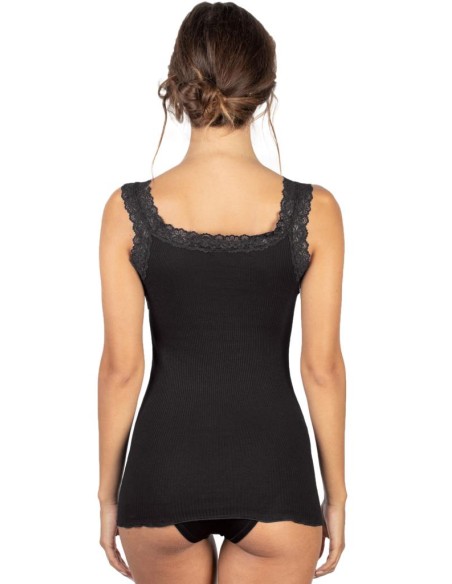 Canotta donna 100% cotone con pizzo | Made in Italy