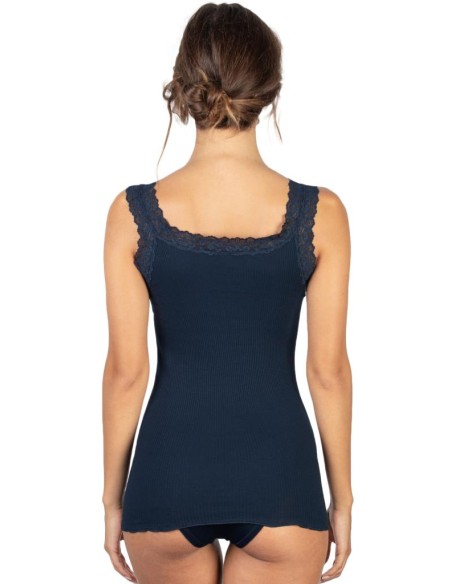 Canotta donna 100% cotone con pizzo | Made in Italy