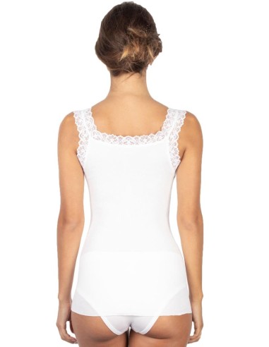 Canotta donna 100% cotone con pizzo | Made in Italy