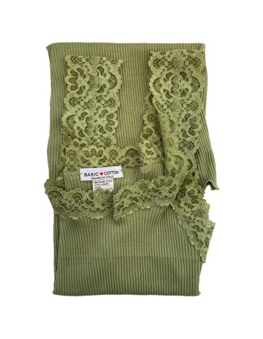 Canotta donna 100% cotone con pizzo | Made in Italy