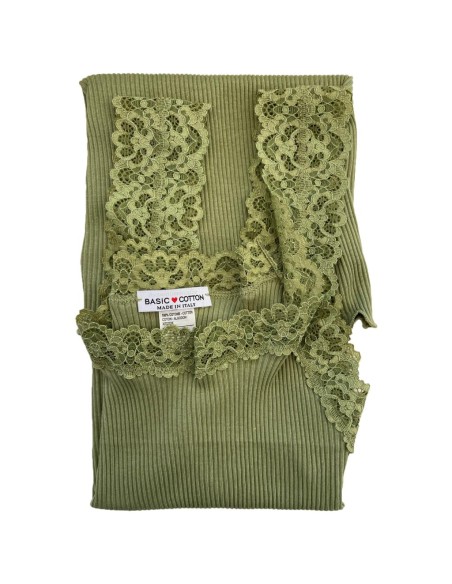 Canotta donna 100% cotone con pizzo | Made in Italy