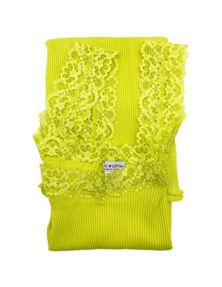 Canotta donna 100% cotone con pizzo | Made in Italy