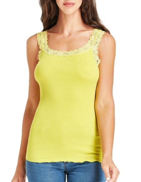 Canotta donna 100% cotone con pizzo | Made in Italy
