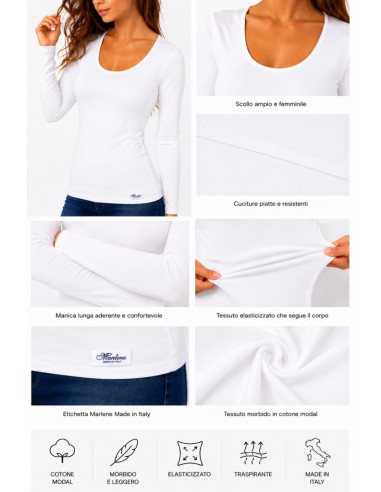Maglia Donna Cotone Modal Elasticizzata Manica Lunga