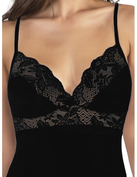 Top Donna Forma Seno Viscosa Spalla Stretta e Pizzo, Marlene