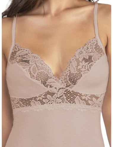 Top Donna Forma Seno Viscosa Spalla Stretta e Pizzo, Marlene