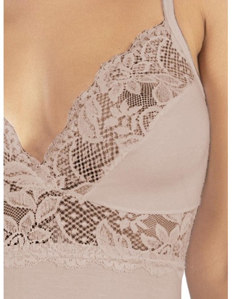Top Donna Forma Seno Viscosa Spalla Stretta e Pizzo, Marlene