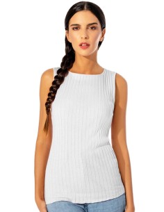 Canotta Donna a Coste 100% Cotone Spalla Larga e Bordo Alto 2