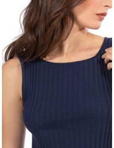 Canotta Donna a Coste 100% Cotone Spalla Larga e Bordo Alto 2