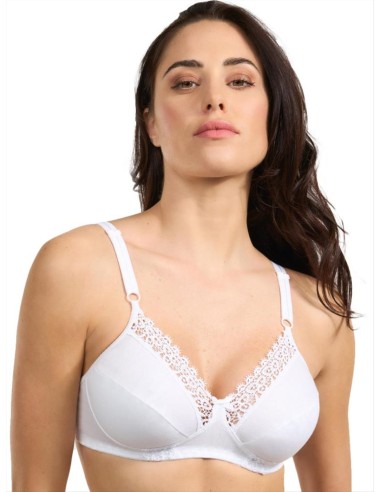 Reggiseno 100% cotone senza ferretto con pizzo, Spiman R302