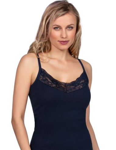 Top donna puro cotone 100% spalla stretta e pizzo MaRe 266