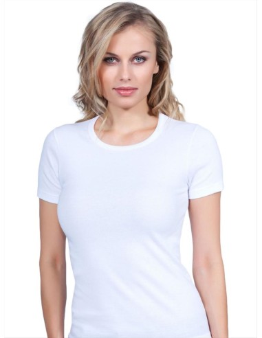 Maglia Donna 100% Puro Cotone Manica Corta e Girocollo