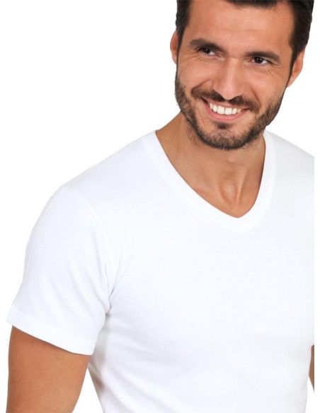 Maglia Uomo Manica Corta Cotone Felpato Scollo a V, MaRe 483